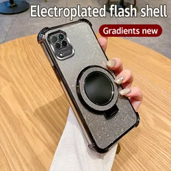 Custodia per telefono con supporto a anello a specchio glitterato e antiurto - Cover morbida