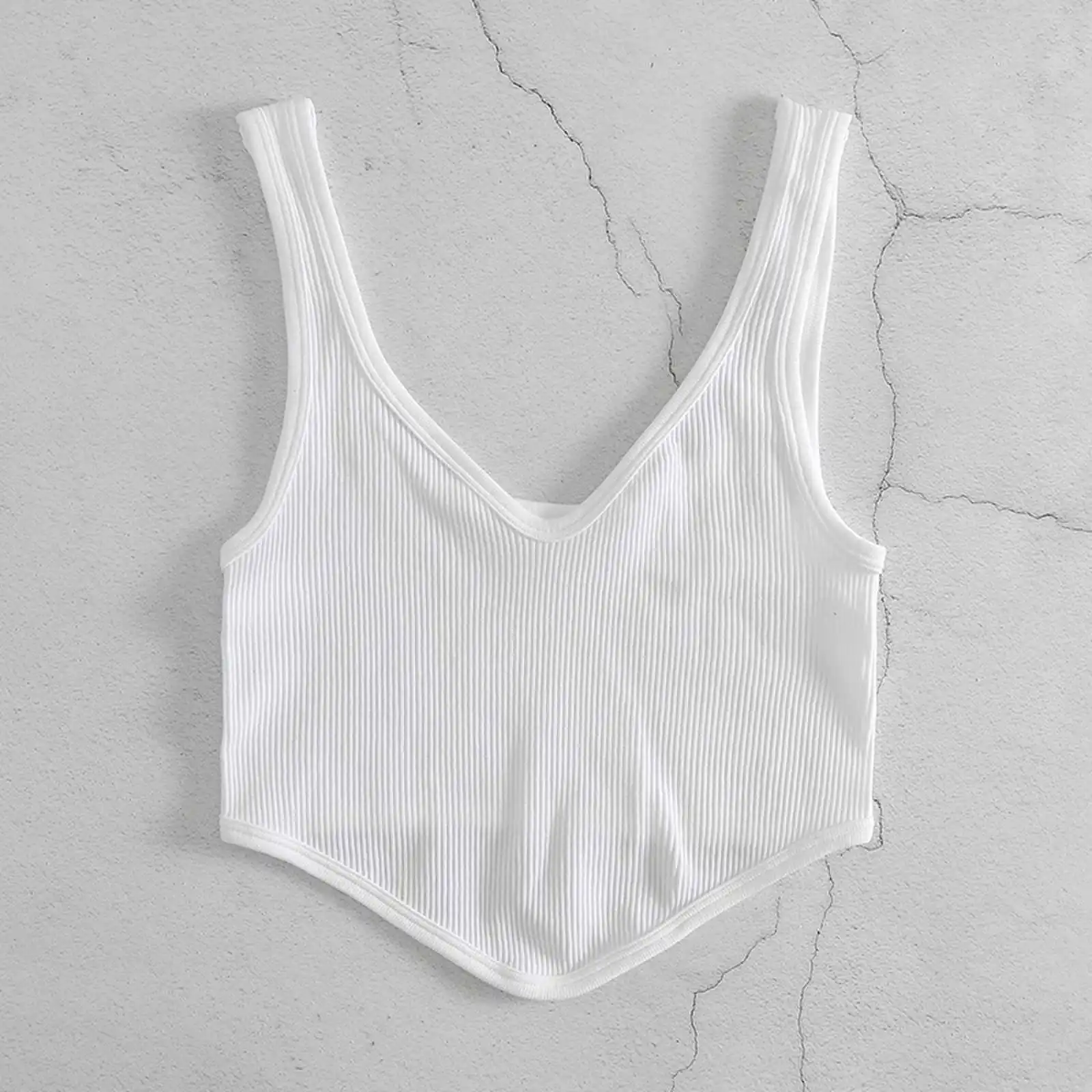 Harajuku Basic Crop Tops Rib Strick Crop Tops Frauen sexy nahtlose tiefe V-Ausschnitt Tank Top Mode BH ärmellose rücken freie Sport weste
