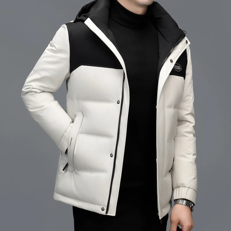 YX-2608 Men's Thick Short Down Jacket Winter New Detachable Hat White Duck Down Warm Casual Fashion Jacket Hooded Coat