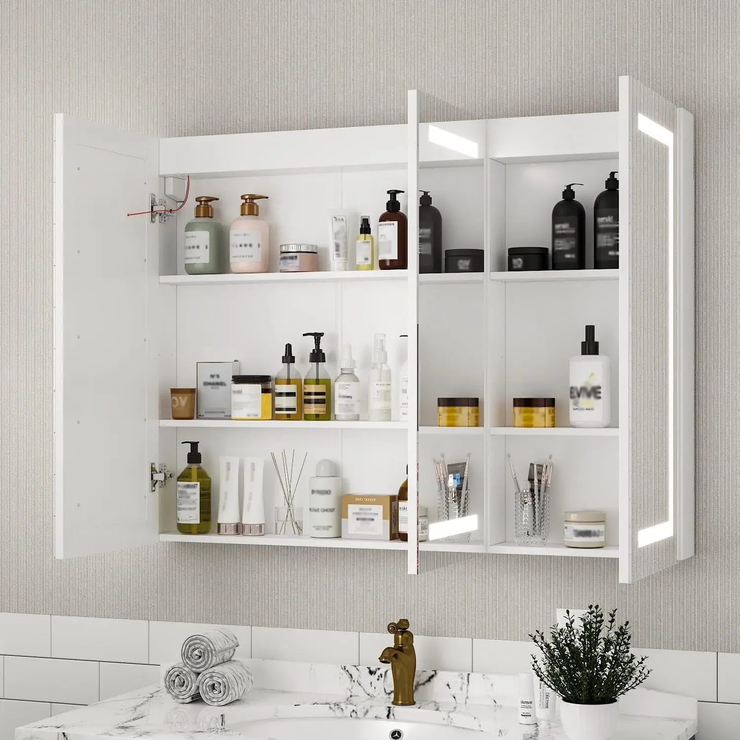 Bathroom Medicine Cabinet,47"Bathroom Mirrors for Over Sink with Storage,Large Wall Mounted Mirrored Medicine Cabinets