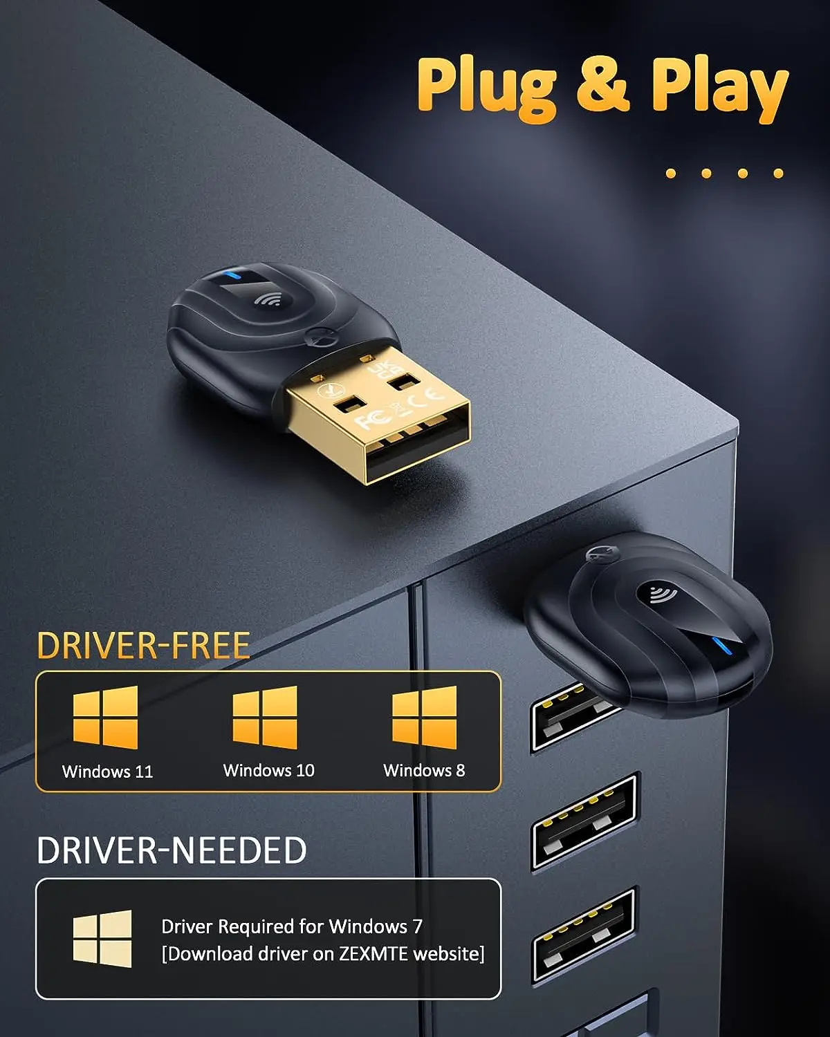 Адаптер Bluetooth Zexmte, 50 М, USB, Bluetooth 5,1, Аудио Приемник.