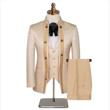 2025 Nuovo abito da uomo per performance di anniversario di matrimonio Abito da uomo in tre pezzi con motivo floreale botanico per uomo con pantaloni e gilet