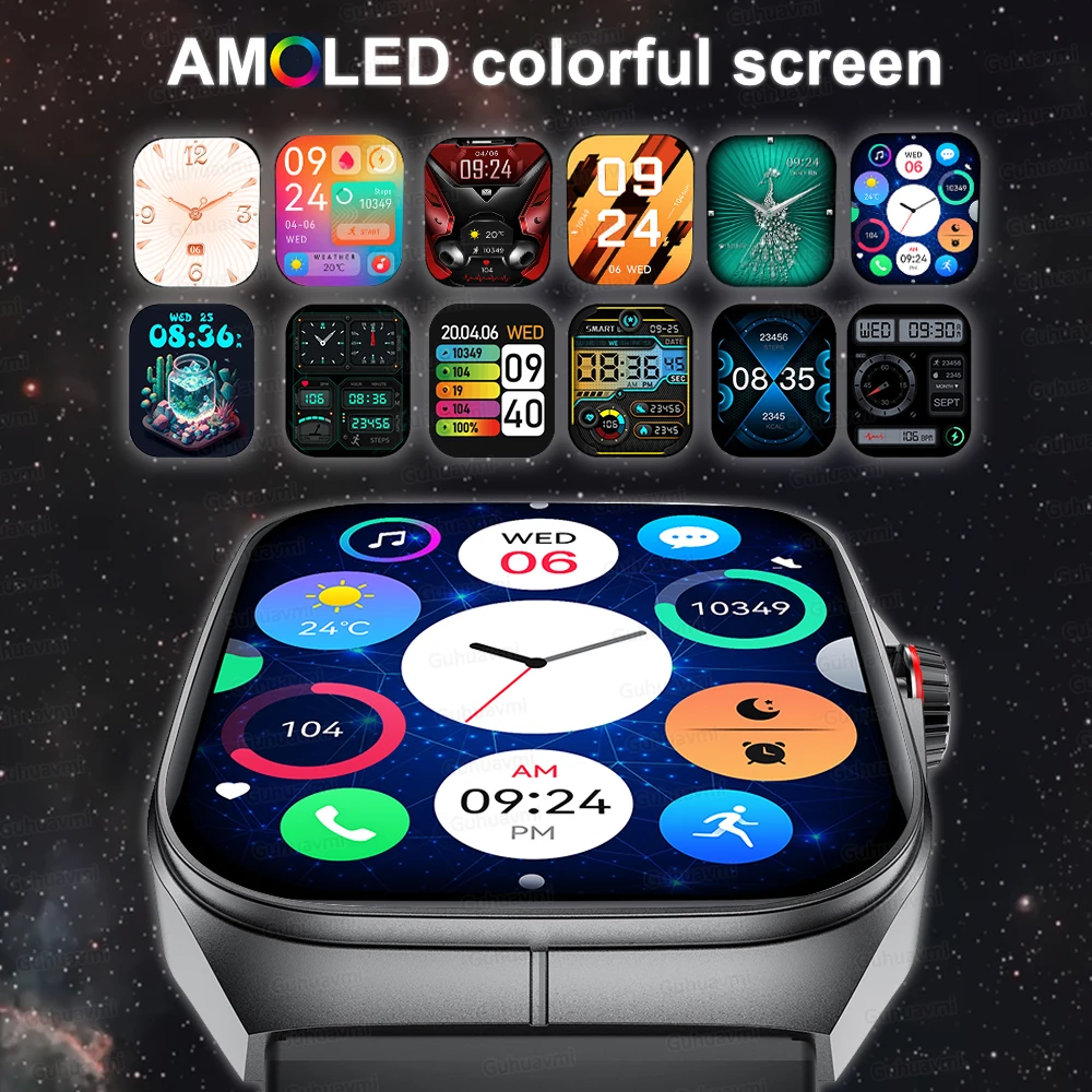 2025 NFC Smartwatch AMOLED Screen Always show Time Bluetooth Call Series 9 Clock Custom Dial Men Sport Health Women Smart Watch 4
