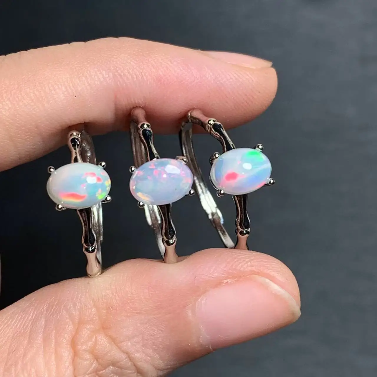 SIMPLE STYLE natural fire opal Australia white copper Female Ring Jewelry for Women Gift Wholesale Luxury Vintage Fine