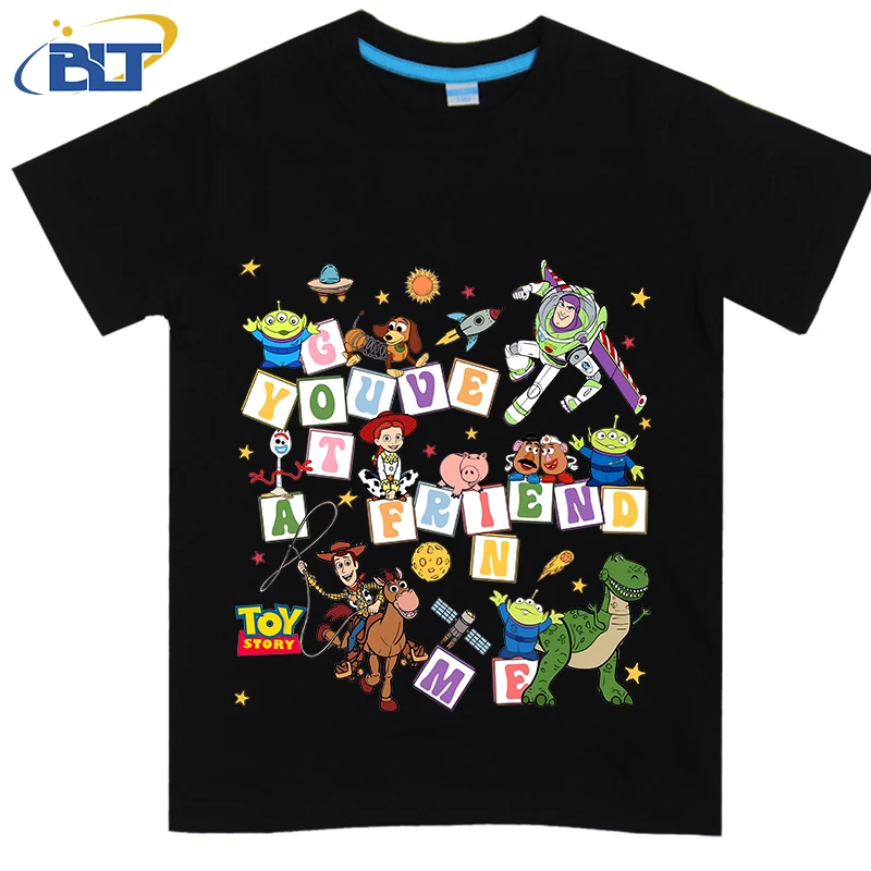 Disney Toy Story printed kids T-shirt pure cotton short-sleeved cartoon top for boys and girls 2