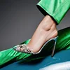 Women Sandals Pointed Toe Crystal Transparent Female Pumps Thin High Heel Slip-On Solid Sexy Ladies Summer Shoes Fashion New 3