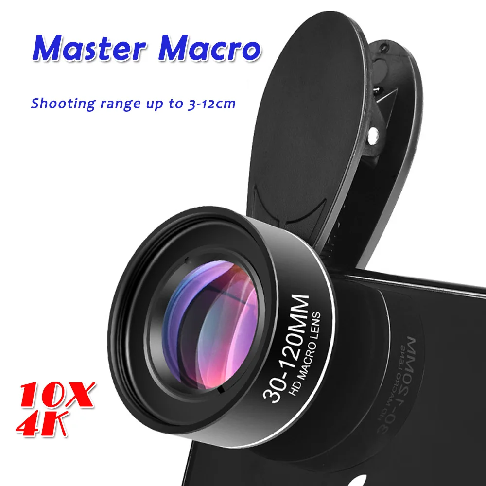 

Highest Quality Optical Glass Shooting Range 3-120mm Macro Lens Professional 5K HD 10x Super Macro Universal Camera Photo Lens