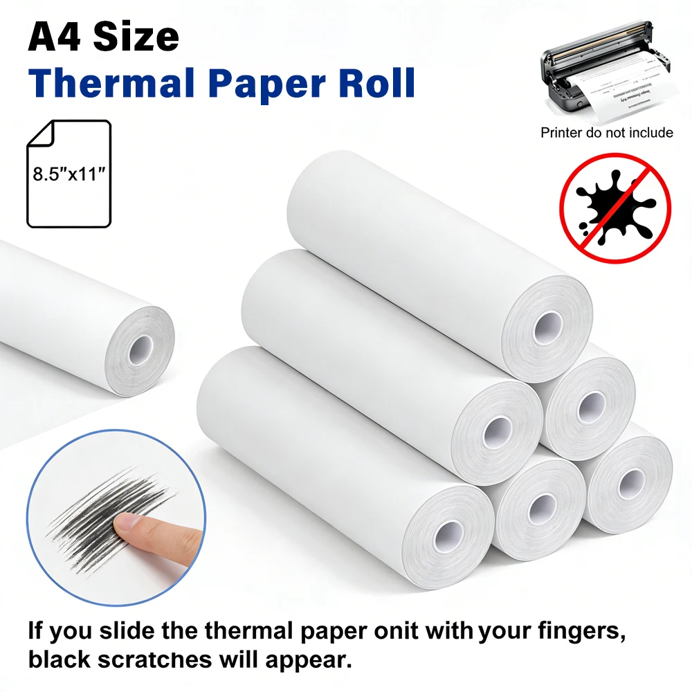 1/5롤 A4 감열지 롤 빠른 건조 투명 인쇄 210x30mm 휴대용 A4 감열 프린터..