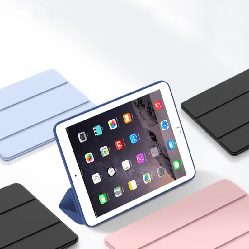 Soft Silicone Tri-Folding Stand Smart Tablet Case with Cover