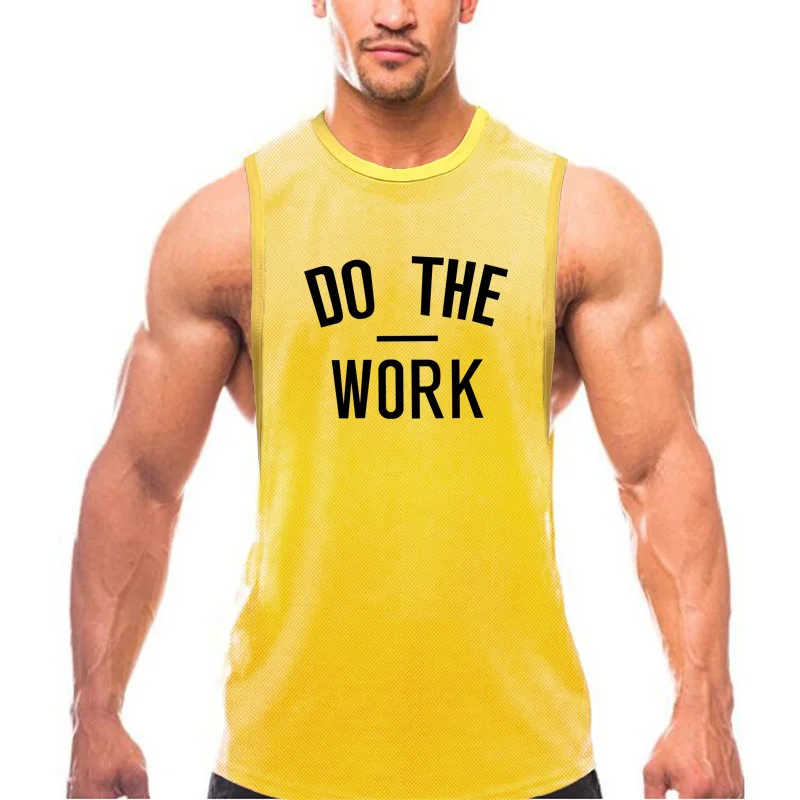 

Fitness Tank Top for Men Mesh Sleeveless Shirts Summer Mens Gym Clothing Loose Sports Clothes Workout Graphics Printed Vest Tops