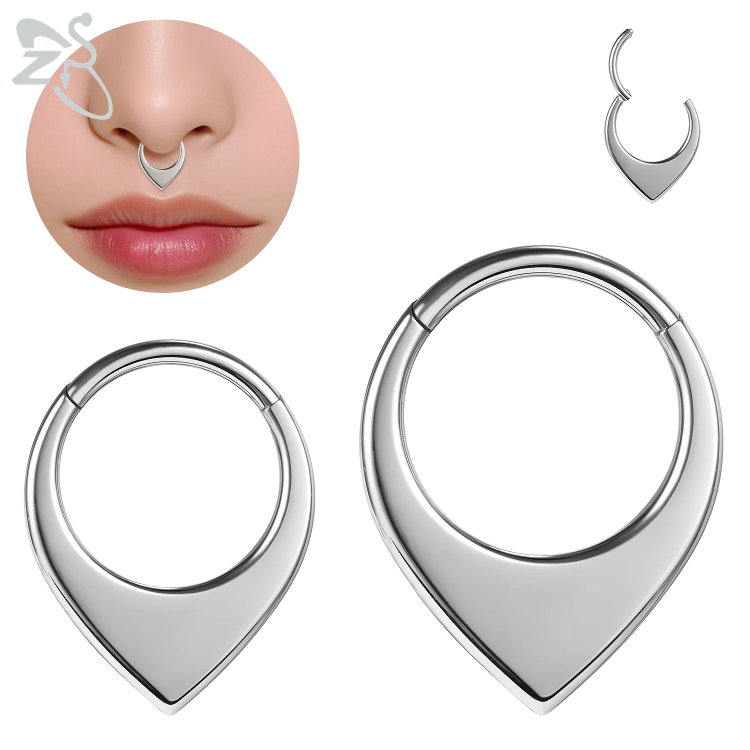 

ZS 1 PC 16G Inverted Triangle Shape Stainless Steel Nose Ring Minimalist Septum Piercings Earring Body Piercing Jewelry 8/10MM