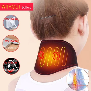 Electric Heated Cervical Massage Strap with Adjustable Neck Protection Strap for Autumn and Winter Warmth Portable Black 1