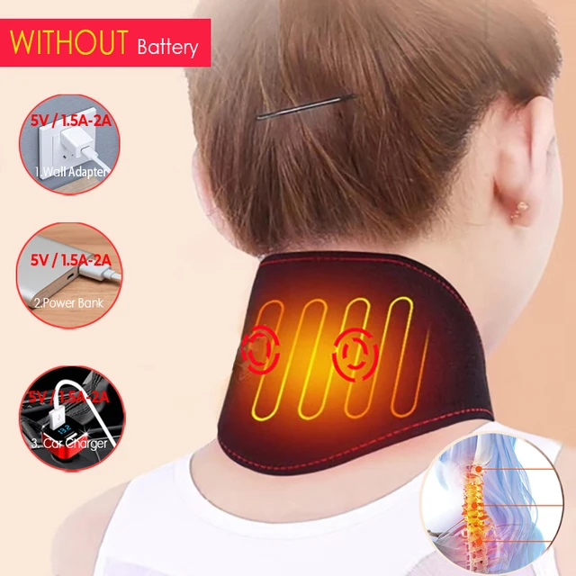 Electric Heated Cervical Massage Strap with Adjustable Neck Protection Strap for Autumn and Winter Warmth Portable Black 1