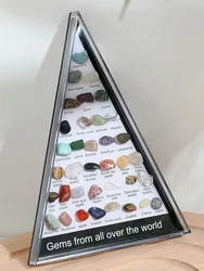 Gemstone Quartz Crystal Chakra Healing Stones Set - Hexagon Rose Quartz for Meditation and Bedroom Decor, 36-Piece Collection (Natural stone)