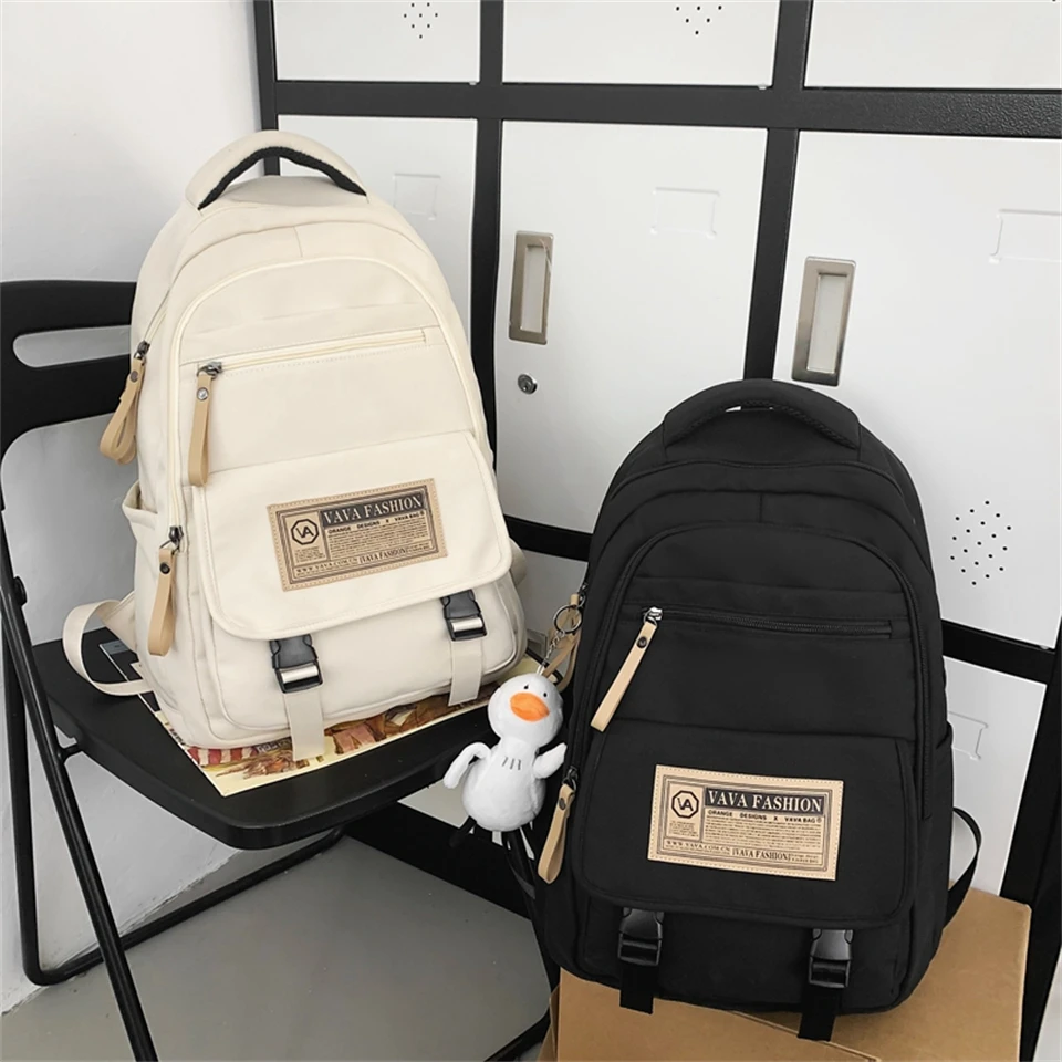 

Однотонный нейлоновый женский рюкзак, Вместительная дорожная сумка, модный школьный ранец с подвеской для девочек-подростков