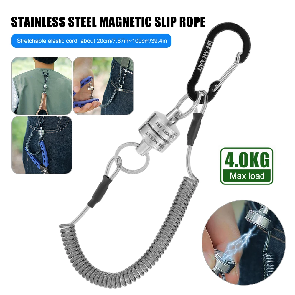 

Magnetic Net Release Clip Fishing Net Retractor Magnetic Keychain Rope Release Net Holder with Coiled Lanyard for Fish Tools