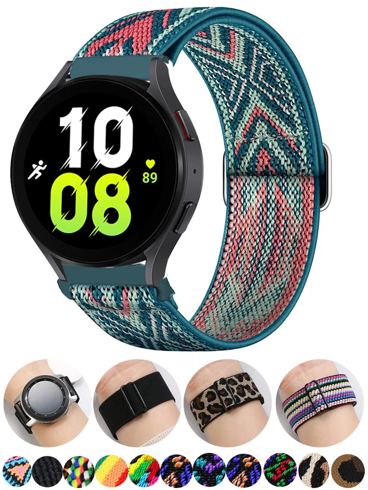 20mm 22mm band For Samsung Galaxy Watch 5/4/6/3/classic/pro/Active 2 Gear S3 Elastic Nylon Loop Huawei watch GT 2 4 3 pro strap