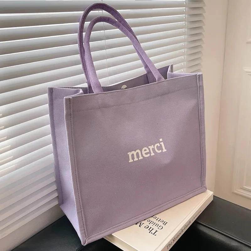 Merci - Cotton Tote Bag - Purple & Burgundy