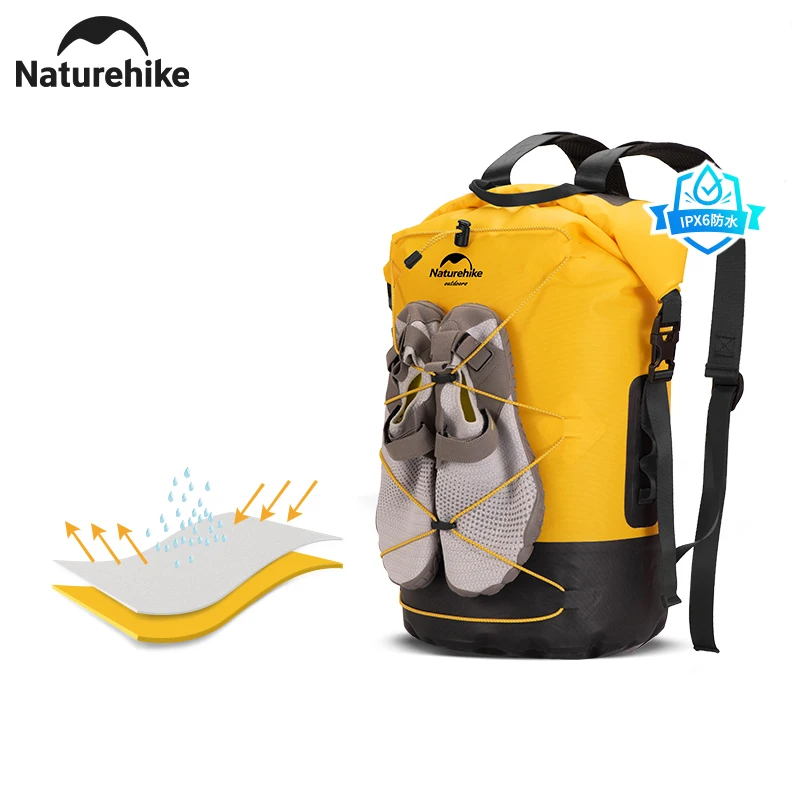 Naturehike kültéri Vízhatlan esőköpény Zsák 20L 30L 40L Messzemenő kapacitású kültéri Csaputánfutás Zsák búvárkodás snorkeling Úszás Vízhatlan esőköpény Hátiszák