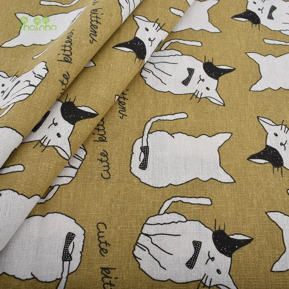 Chainho,Printed Cotton Linen Fabric,Cats,& Owl Serires,DIY Quilting & Sewing,Sofa,Table Clothes,Curtain,Bags,Cushion Material