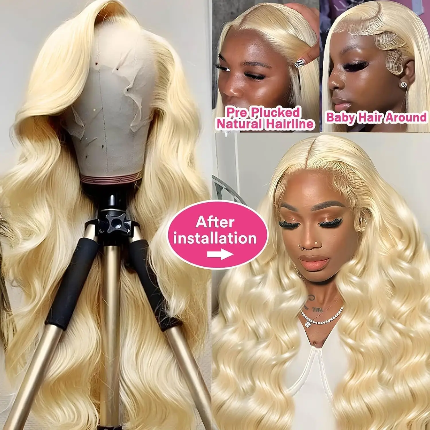 250 Density 13x6 HD Lace Front Human Hair Wigs 613 Honey Blonde Color Body Wave 30 40 Inch 13x4 Lace Frontal Wig For Women 3