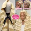 250 Density 13x6 HD Lace Front Human Hair Wigs 613 Honey Blonde Color Body Wave 30 40 Inch 13x4 Lace Frontal Wig For Women 3