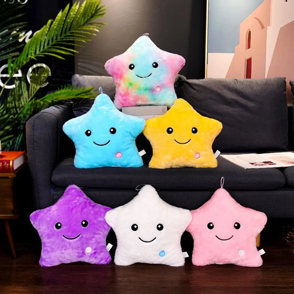 20CM Colorful Toy Luminous Pillow Soft Stuffed Plush Glowing Stars Creative Cushion Led Light Toys Gift For Kids Children Girls, Plush Toy