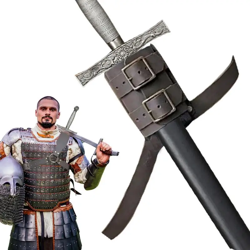 

Medieval Shoulder Back Sword Scabbard Sheath Leather Rapier Holder Frog Harness Holster Men Larp Warrior Costume Props For Adult