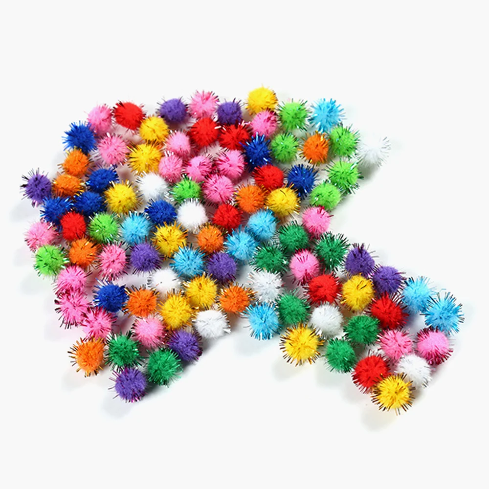 Colored Glitter Balls Pompom Furry Balls Christmas Pom Poms Kids DIY Pompones Craft Supplies Handmade Decoration Materials craft supplies,pom poms craft supplies
