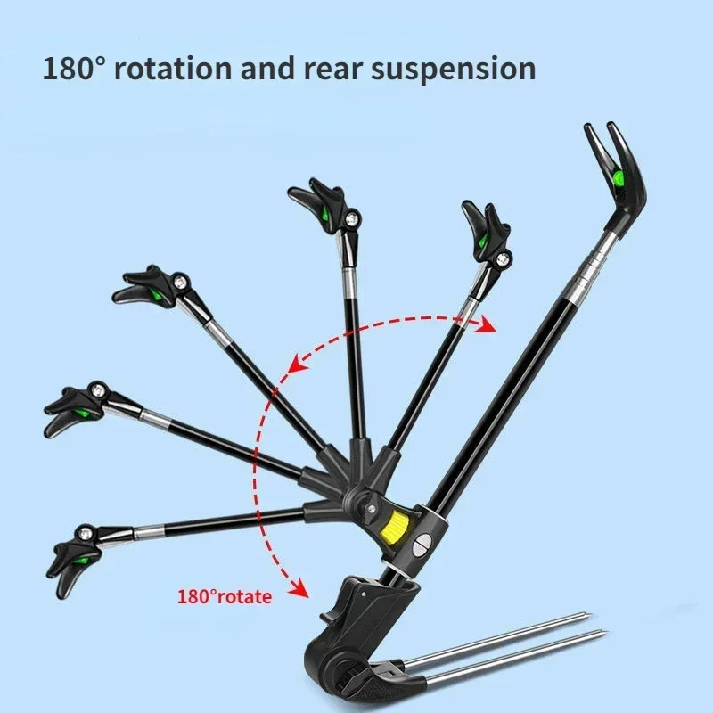 Fishing Rod Bracket 1.7M/2.1M/2.4M Stainless Steel Thickened Telescopic Fishing Rod Bracket Fishing Rod Dual Purpose Bracket Holder