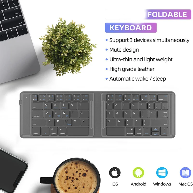 Missgoal Teclado sem Fio Bluetooth Multi-dispositivo Dobrável Teclado Portátil Recarregável para Ios Android Windows - Imagem 6