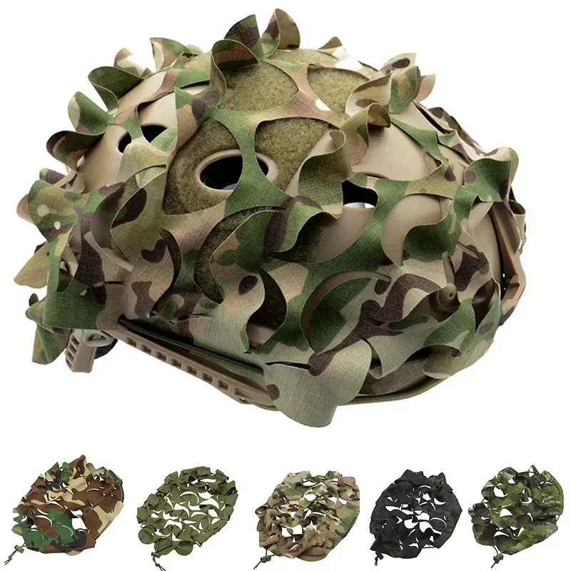 Protection casque FAST 3D camouflage feuilles pêche - Housse laser cut pour chasse sous-marine