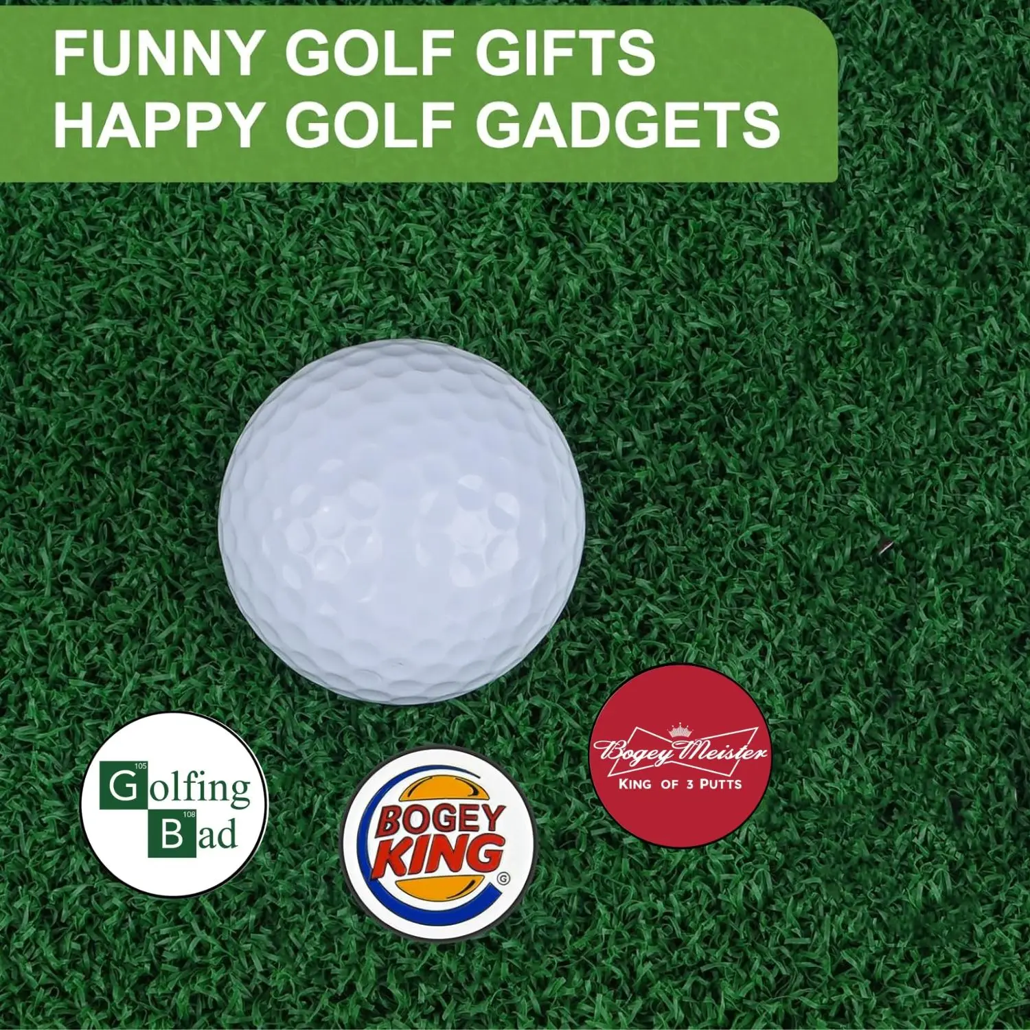 3-Pack Premium Golf Ball Markers with Magnetic Hat Clip – Funny Golf Marker Set for Men & Women 2
