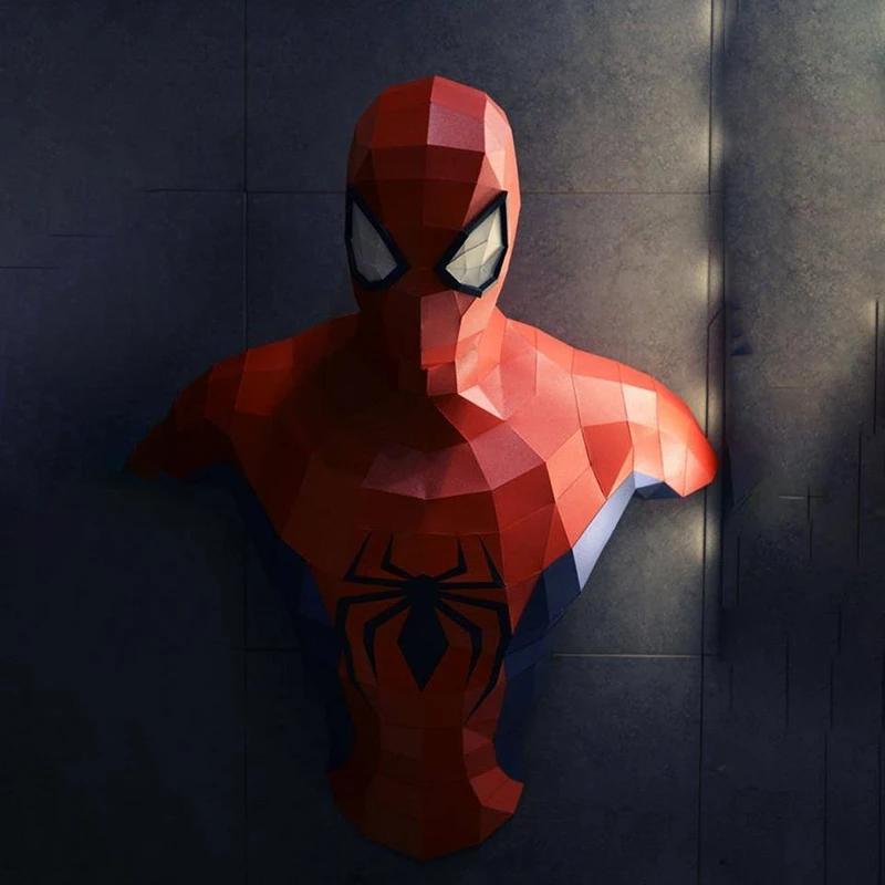 Marvel Spider Man Super Heroes Paper Model Home Decor Hallway Party Wall Decorations Papercraft 3D Sculpture DIY Hand Made Toys