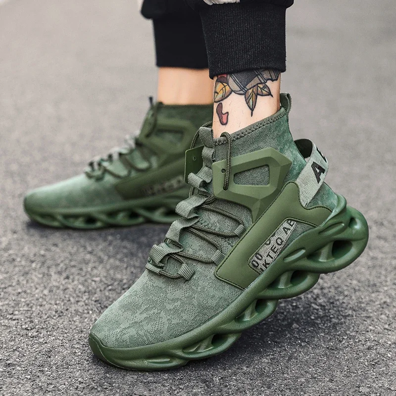 YRZL Men High Top Sneakers Breathable Mesh Lightweight Socks Shoes