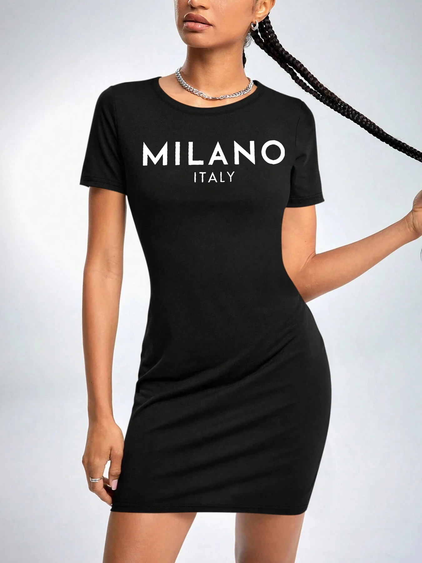 

Milano Letter Print Short Dresses Women Comfortable Sports Versatile T-shirt Dresse Streetwear Summer