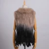 Luxury Women's Genuine Premium Long Hair Rabbit Fur Knit Vest Raccoon Fur Trim Gilet Lady Sleeveless Waistcoat Real Fur Jacket 2