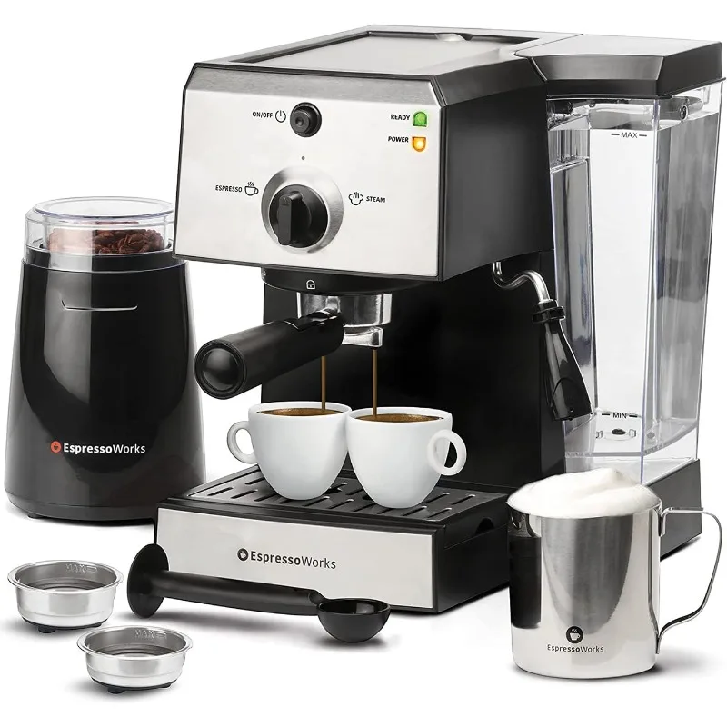 

Эспрессо-машина EspressoWorks «Все в одном» с молочным пенообразователем, набор из 7 предметов-латте с кофеваркой, кувшином для взбивания пены, чашками
