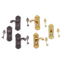 Cute Vintage Funny 1/12 Scale Dollhouse Miniature Door Lock and Key Doll House Fairy Mini Door Retro Metal DIY Accessories