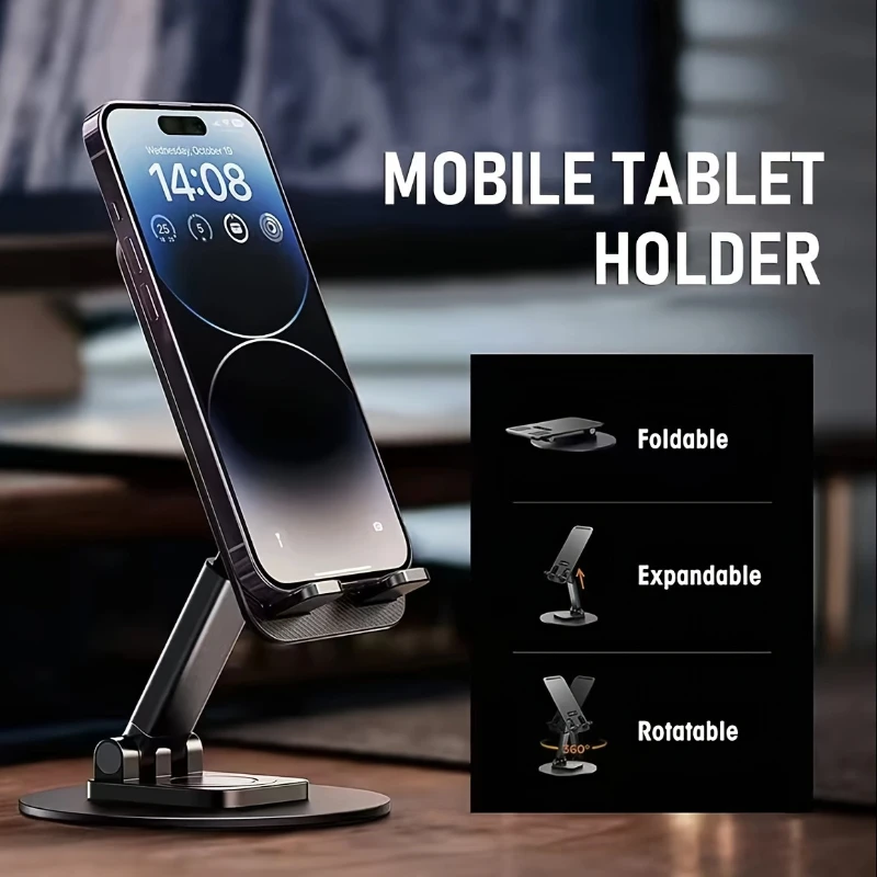 Foldable Mobile Phone Holders Adjustable Desk Mount Stand For Phones 360° Rotatable Tabletop Holder