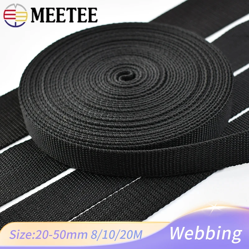 

8/10/20M Meetee 20-50mm 2mm Thick Sewing Nylon Webbing Backpack Strap Ribbon Band Belt Bag Garment Binding Tapes DIY Accessories