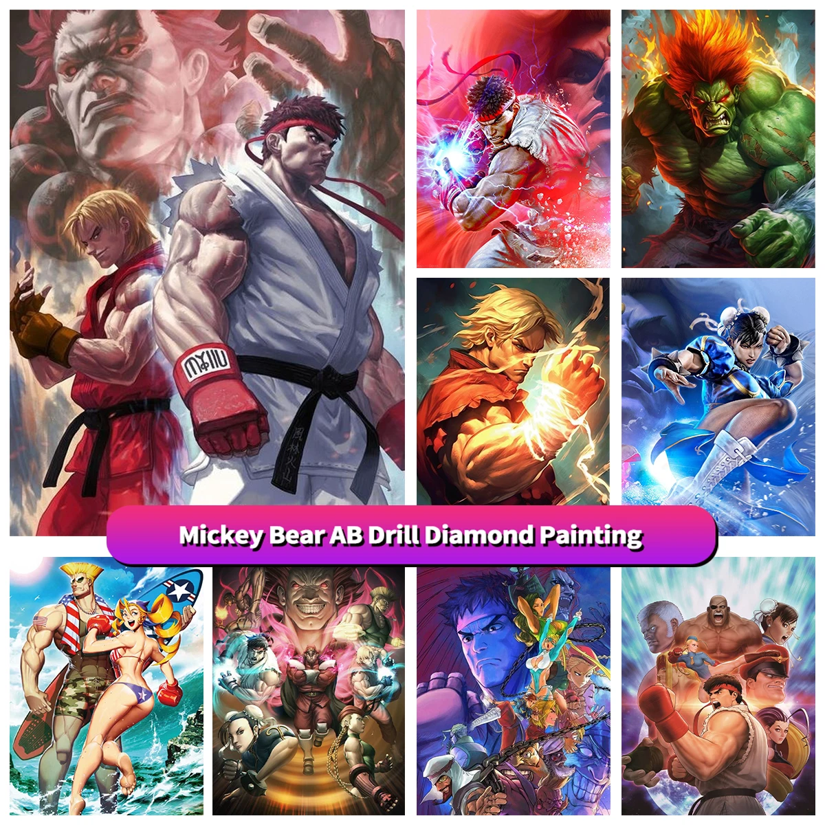 

Street Fighter 5D Diamond Painting Fighting Game Puzzle Embroidery Cross Stitch Kits Creative Hobby Home Decor Arcade Poster