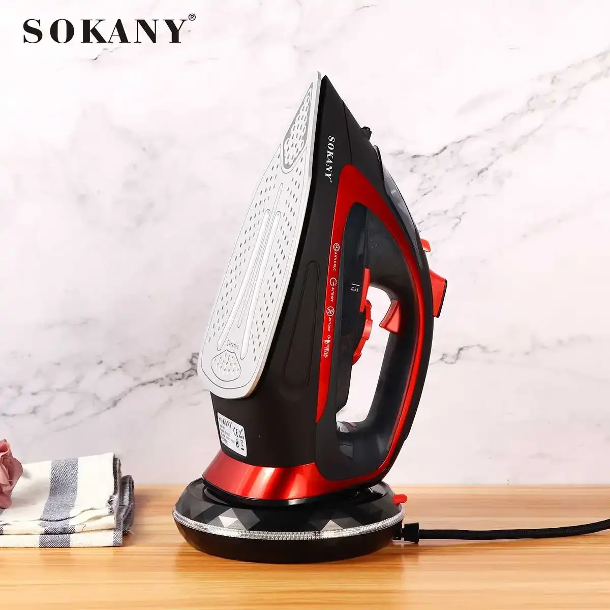 2400W Electric Steam Iron 220V Cordless Charging Steam Iron 5 Speed Adjustable Clothes Ironing Steamer ABS+Ceramic Soleplate 2