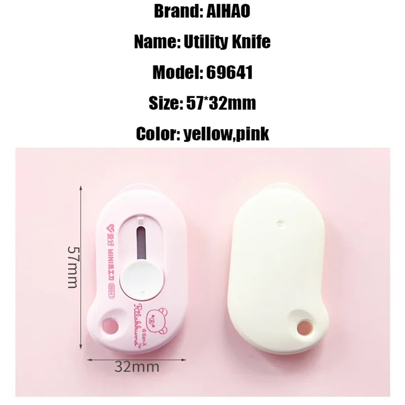 5pcs AIHAO 69641 Mini Retractable Rilakkuma Utility Knife Box Letter Cutter Kawaii Student Office Stationery Portable