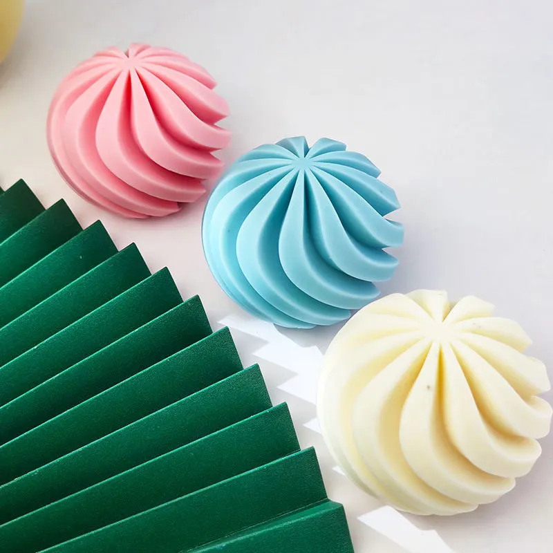 Silicone Candle Mold 3D Swirl Ball Geometric Sphere Spiral for Unique Wavy Modern Twirl Round Candles