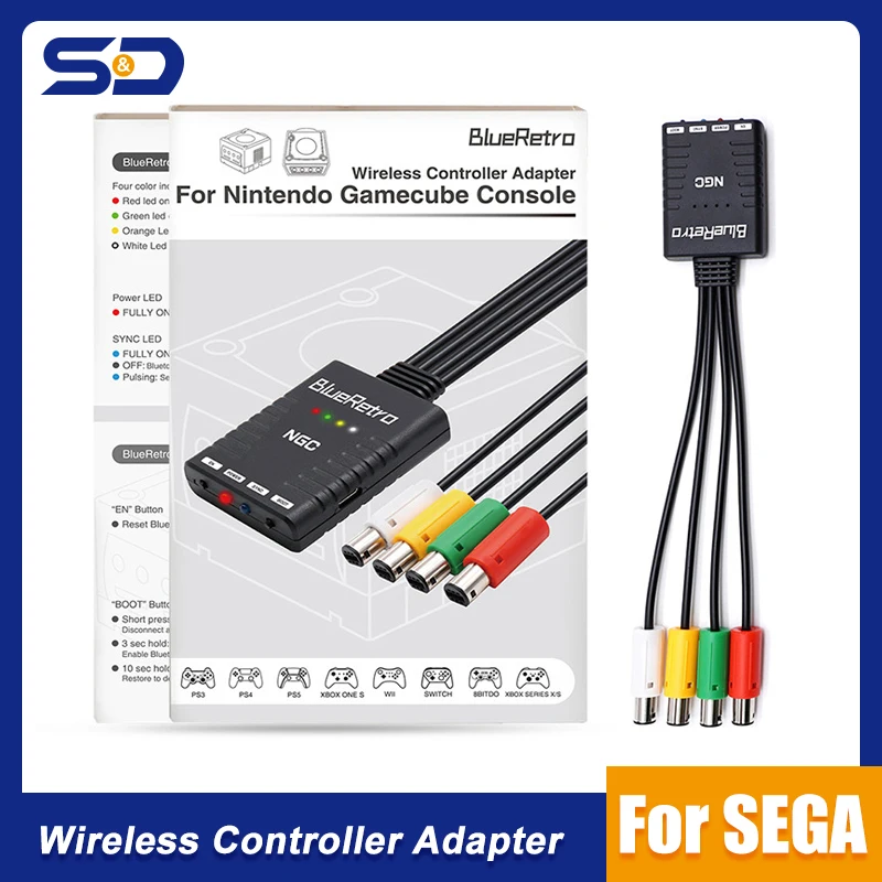1Pc Blueretro Per Nintendo Gamecube Console Controller Di Gioco Wireless Adattatore Per Ps3 Ps4 Ps5 8Bitdo Switch Pro Wii Controller