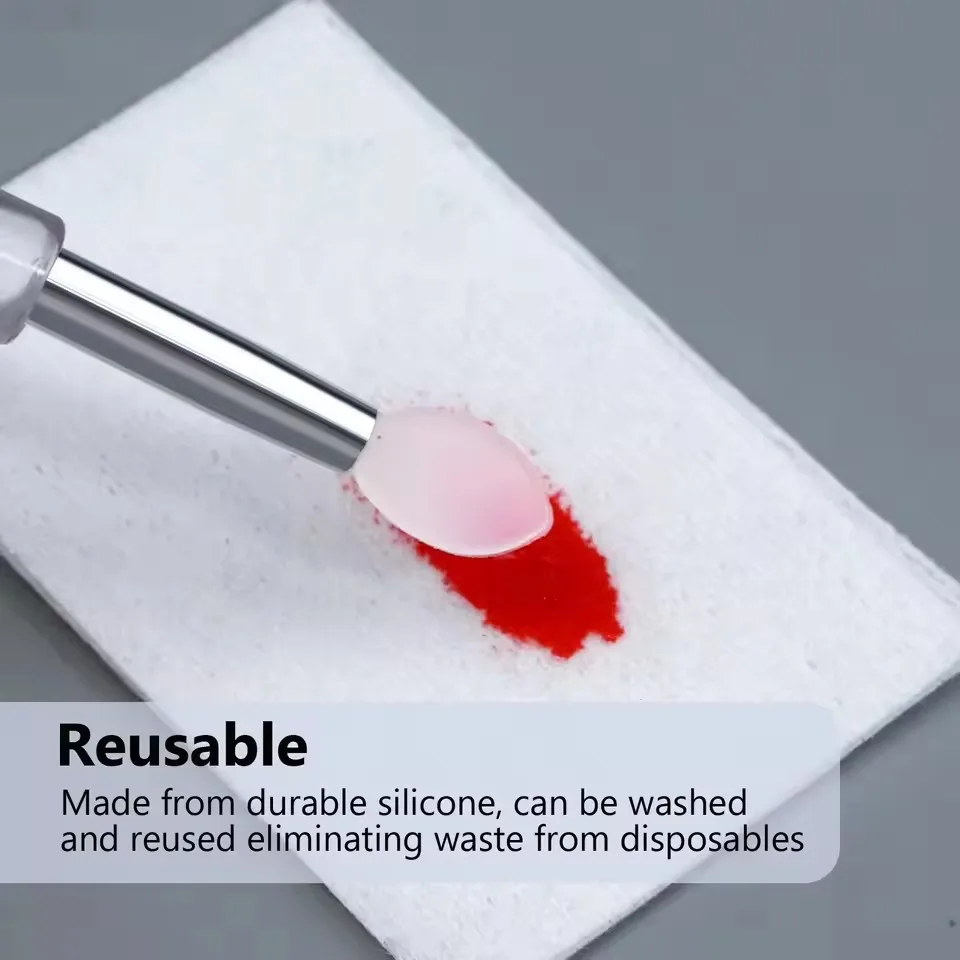 Nail Arts Silicone Applicator Sticks Reusable Chrome Glitter Applying Manicure Tool New Easy-Daub Pigment Silicone Nail Brush