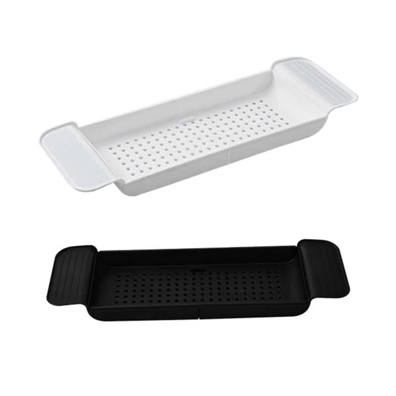 

Expandable Drain Bath Shelf Bathtub Tray Wine Book Bathroom Rack X3UC