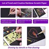 Scratch Paper Art Set Rainbow Card Scratch Black Scratch It Off Paper Crafts Notes with Wooden Stylus Stencils for Kid DIY Gift 4