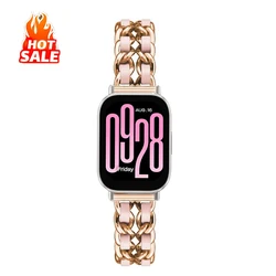 Luxury Leather and Metal Wristband Strap - 22mm Bracelet Accessory for Redmi Watch 5 Lite (12 rose gold pink)